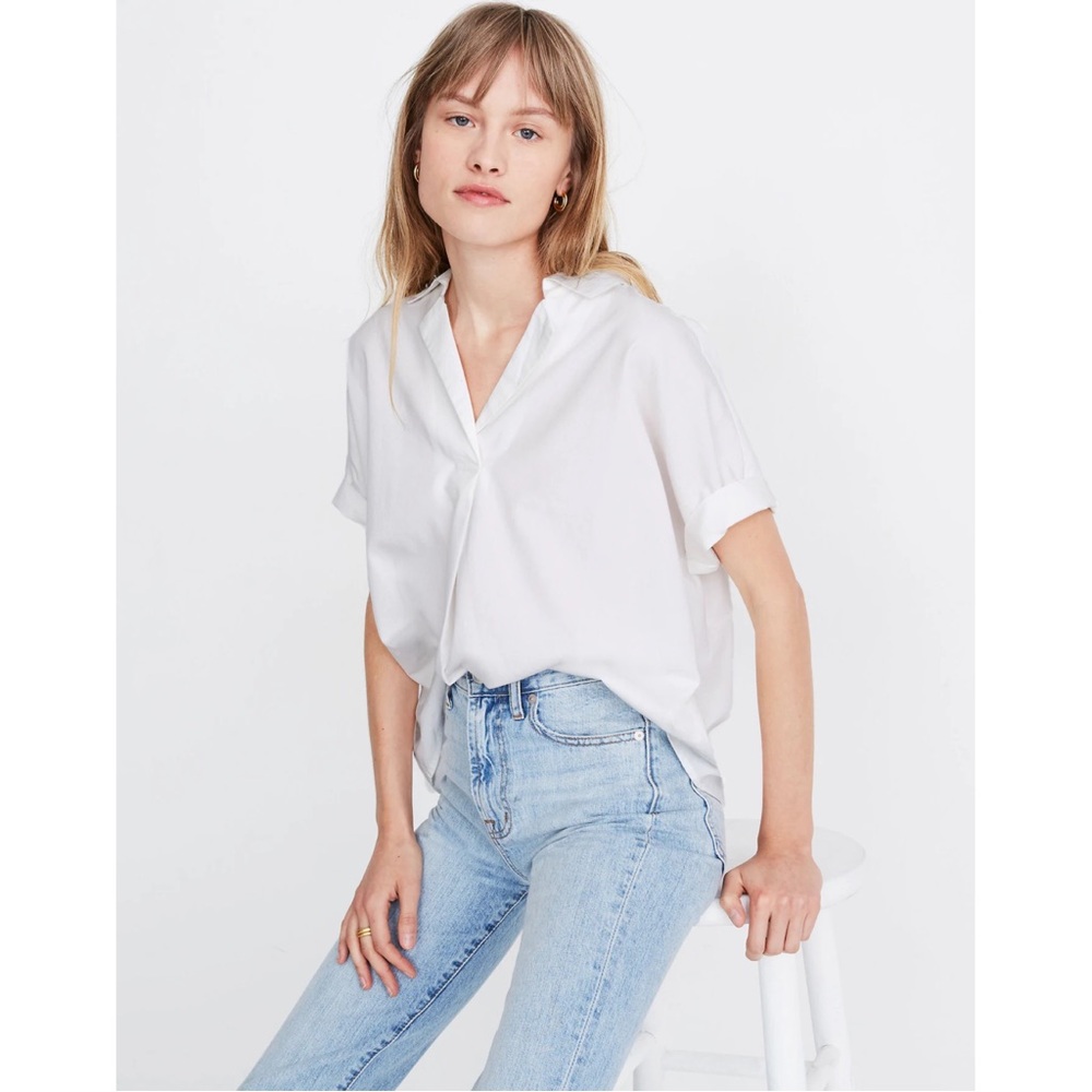 Madewell Park Popover Shirt in Pure White